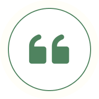 Green quotation marks in a circular icon.